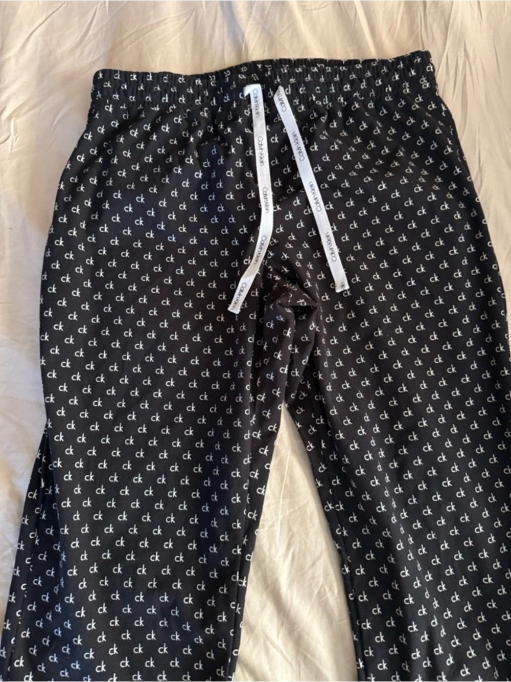 Calvin Klein Black Lounge Pants with White CK Logo Print